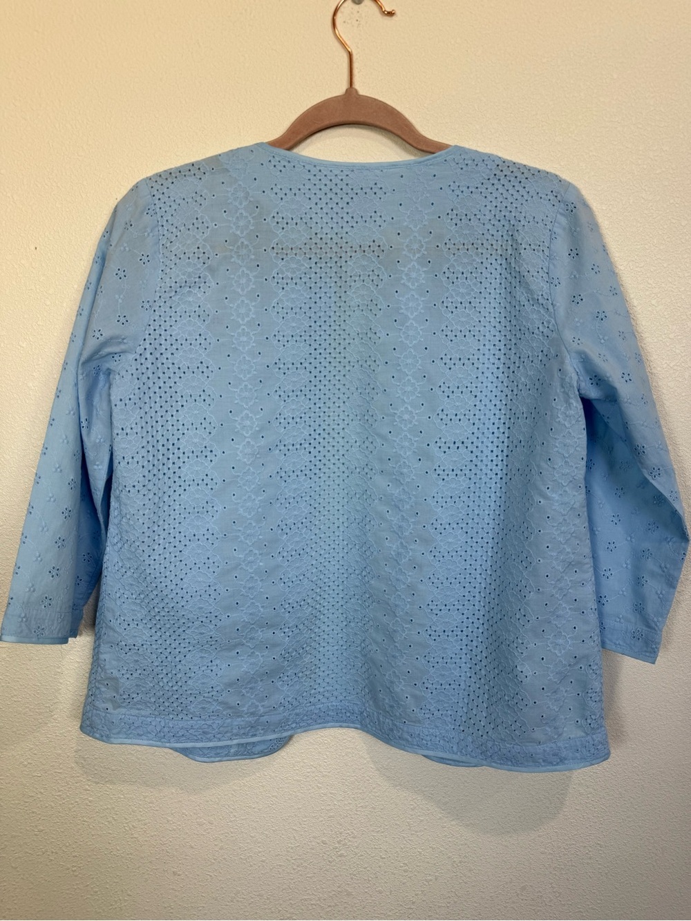 Joan Rivers Cottagecore Eyelet Open Front Cardigan Jacket 100% Cotton Size 6 - Picture 7 of 10